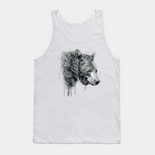 Bear Head Black and White Tank Top